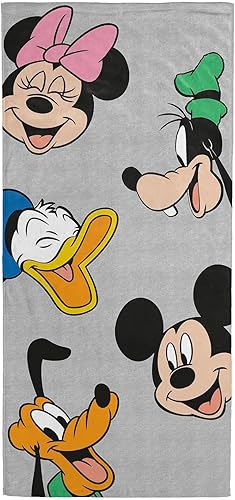 Disney Mickey Mouse & Friends - Toalla de playa para piscina para niños, súper suave y absorbente, 100% algodón, mide 28 x 58 características,