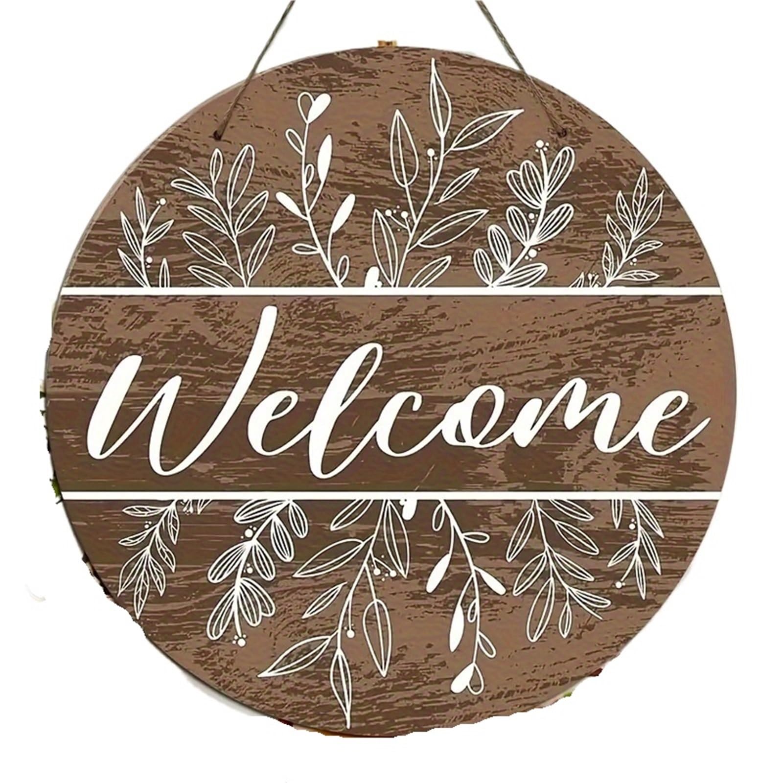 Wooden Welcome Sign 1 piece of 2D, circular wooden sign with "Welcome Pattern Design", suitable for home and office use for home(26X26)