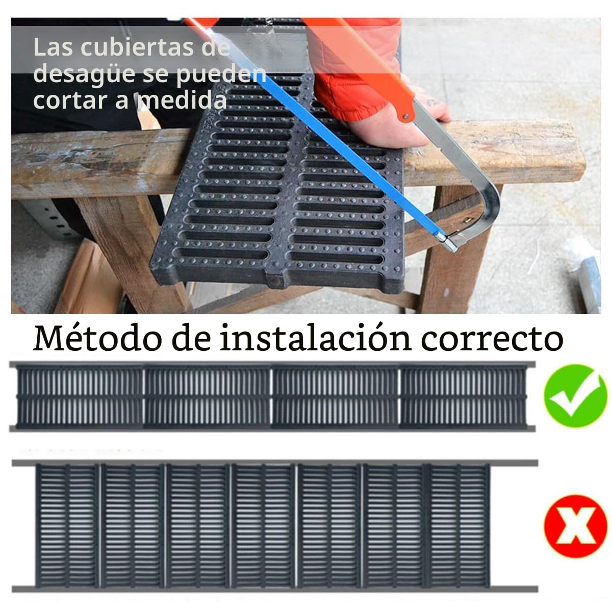 Cubiertas de Drenaje Rectangulares para Exteriores, Rejilla de Drenaje de Canal, Cubierta de Alcantarillado con Rejilla, para Jardines Y Patios/50X20X2Cm(19.7X7.9X0.79In)
