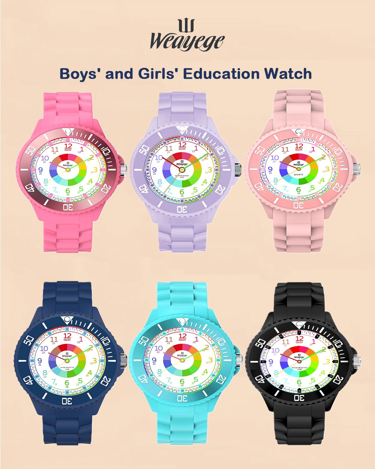 Orologio per Bambino Bambini,Orologio per bambini,Orologio da polso per bambinia,Educativo Orologio Bambina,Impermeabile 3ATM,4-18 Anni