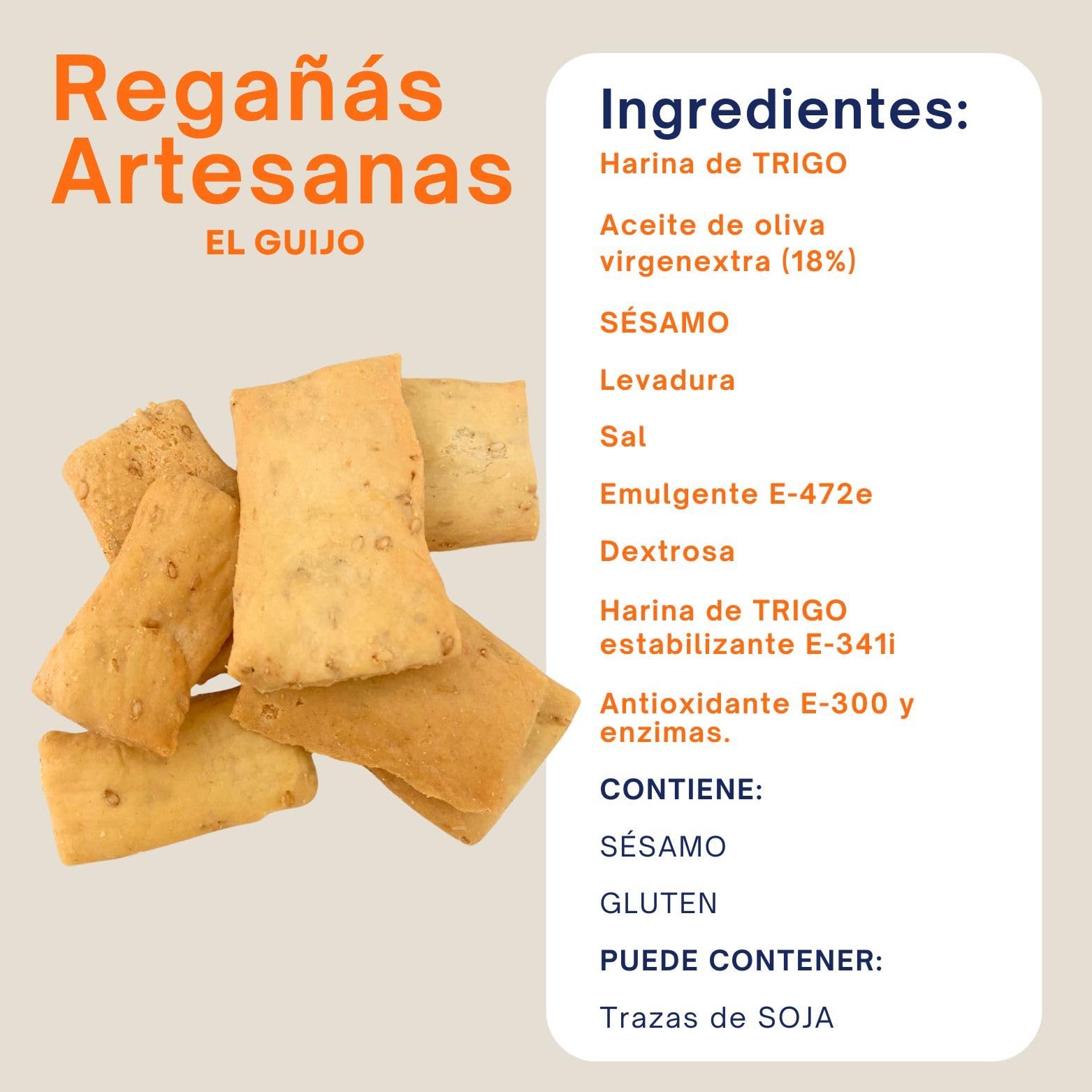 Regañá Artesana El Guijo 18% Aceite de Oliva Virgen Extra Pack 6x250g Cuadraditos Pan Crujiente