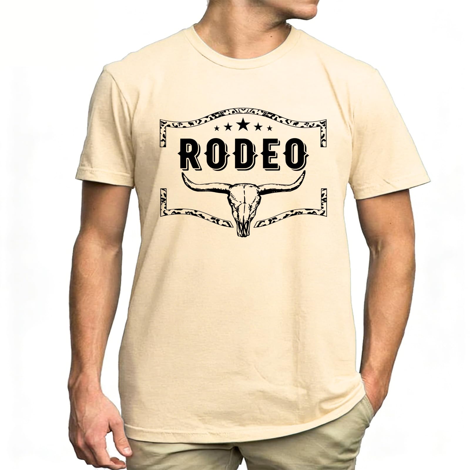 Western Shirts for Men Rodeo Cow Skull Cowboy Vintage Graphic Tees