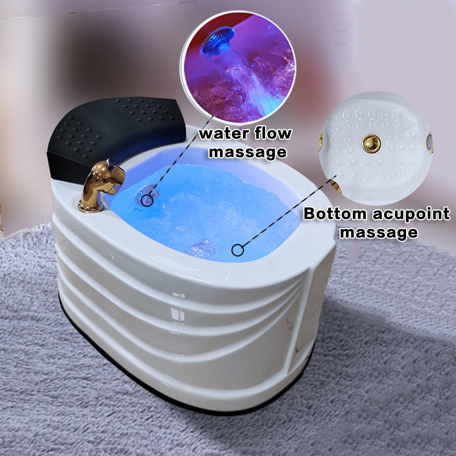 Acrylic Footbath Foot Soak Tub Acrylic Pedicure Sink With Heat And Massage Pedicure Bowl Salon Massage Equipment Home Foot Bath Special For Hotel Foot Bath Club For Foot Soaking.(With water p