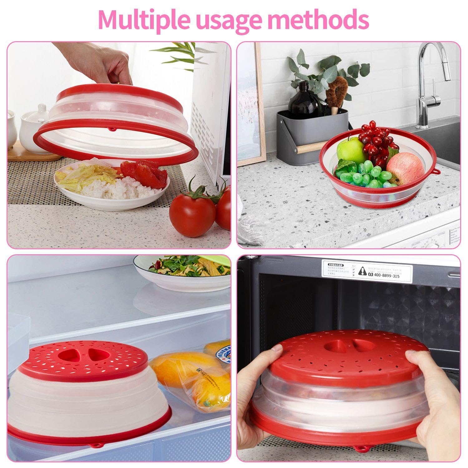 Couvercle Pliable Anti-Éclaboussures Pour Micro-Ondes NYGGTYK - Rouge, 21.5 X 12 Cm, Protection Pratique Et Facile à Ranger