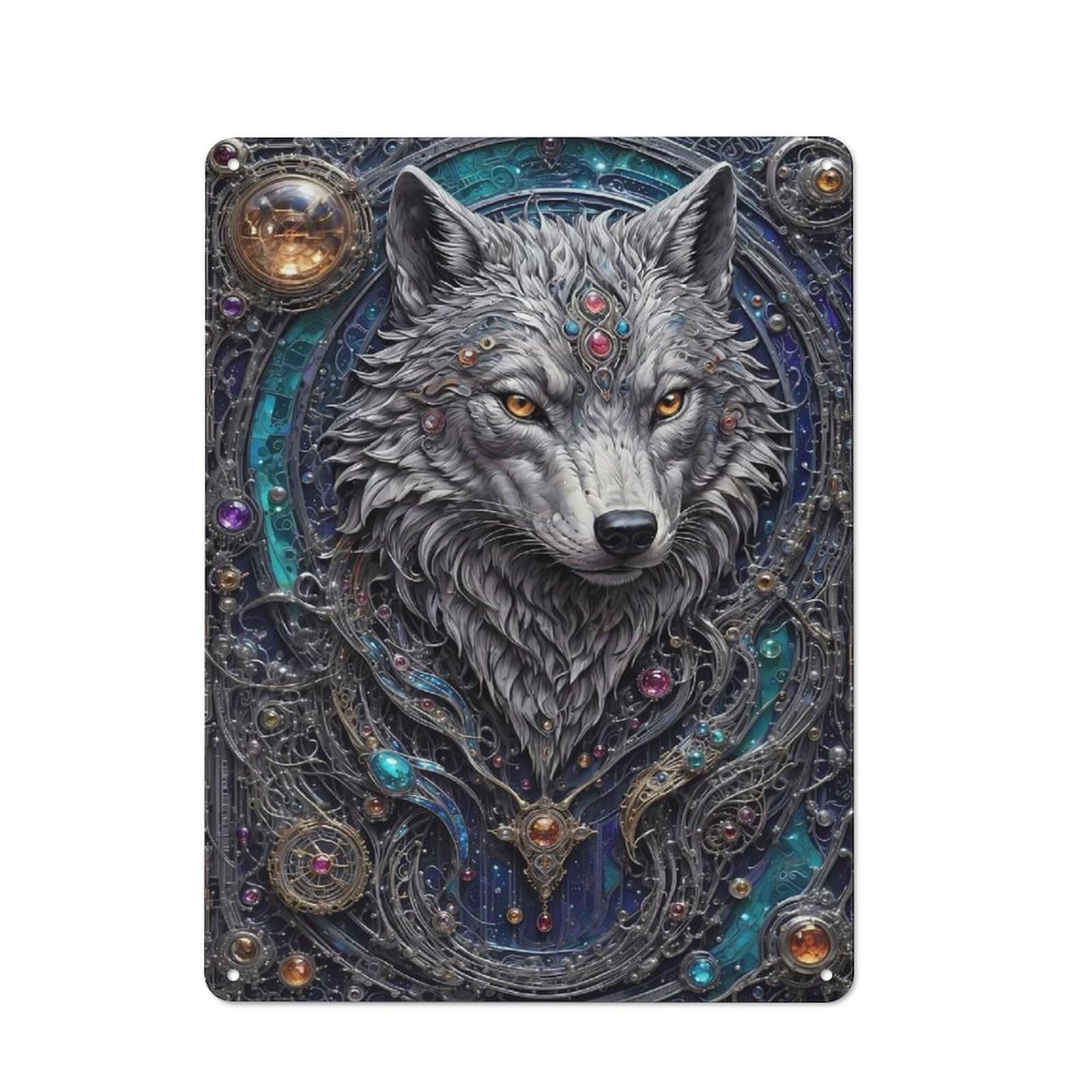 Junmoney Style-6 Retro Techno Wolf Steampunk Vintage Metal Sign 40X30cm, Restaurant Wall Art For Coffee Bar, Small Shop Or Dining Room