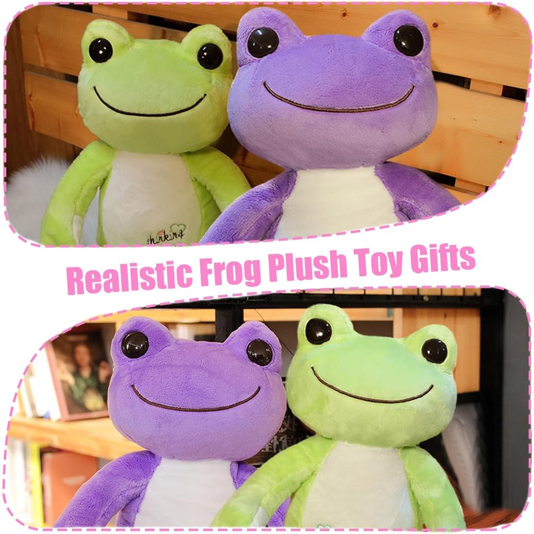 ELAINREN Cuddly Purple Frog Stuffed Body Pillow/23.6'' | Ultra-Soft Frog Plush Toy cute Frog Stuffed Animals fluffy frog plushie doll gifts - view 2