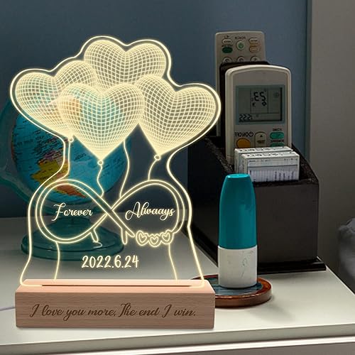 Miniatura 6 de Uoffice5 Lámpara de noche personalizada con base  Lámpara acrílica personalizada para regalo para su aniversario  Regalos del día de San Valentín