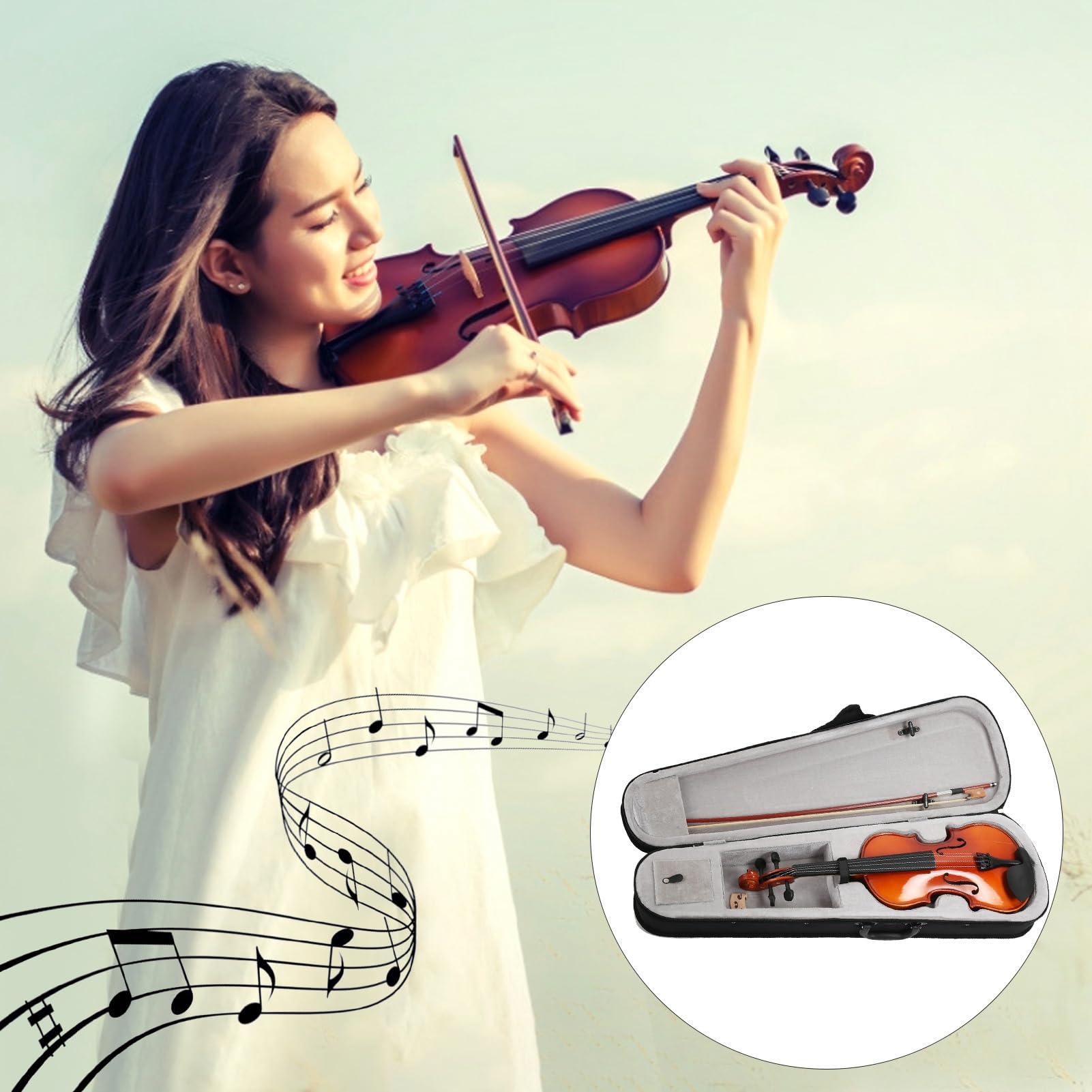 Violine, natürliche Farbe, Massivholz, 4/4-Spezifikation, Saiteninstrument für Anfänger