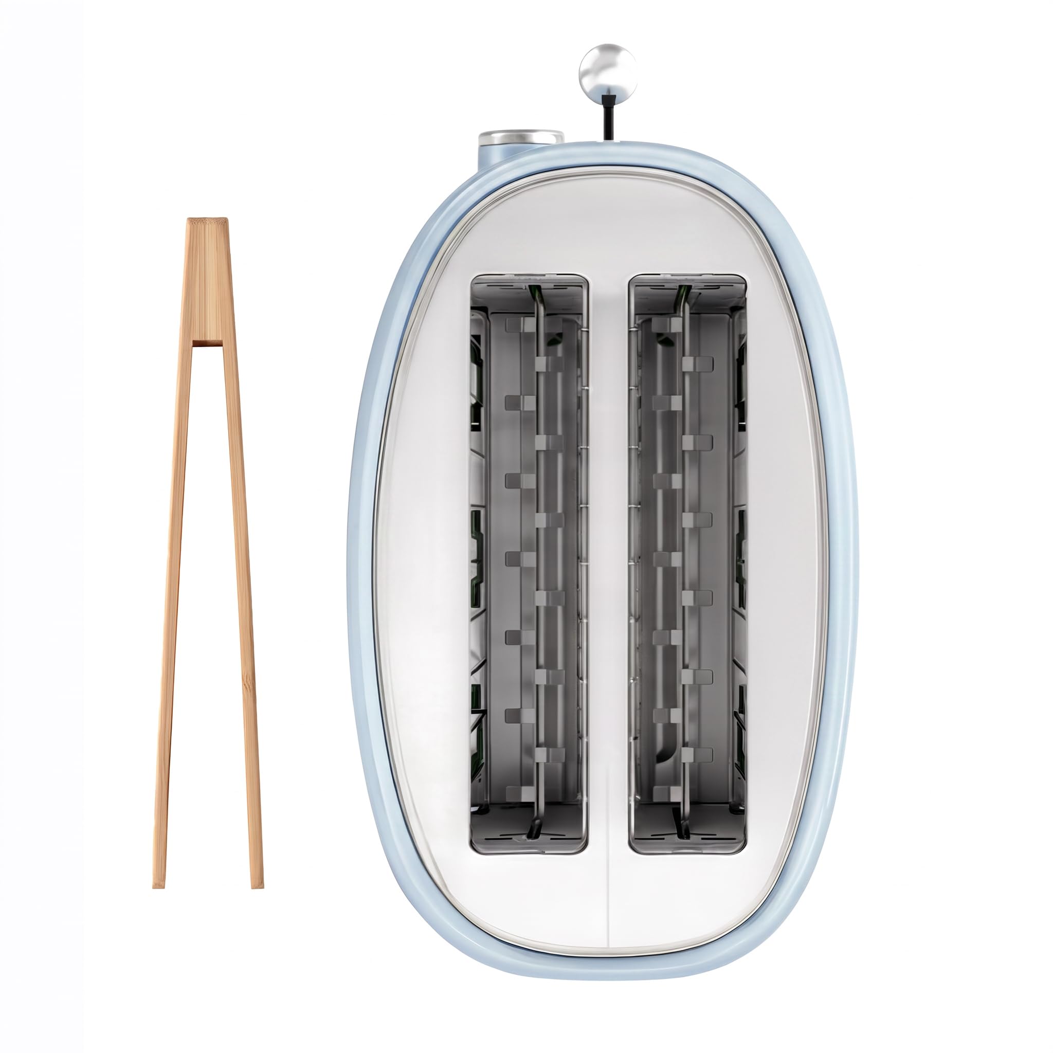 SWEISS Vintage-Toaster GRS6, 2 Schlitze, 6 Leistungsstufen, Auftaufunktion, Baguette-Funktion, schnell und gleichmäßig, einfache Reinigung, Krümelschublade, 850 W, Blau