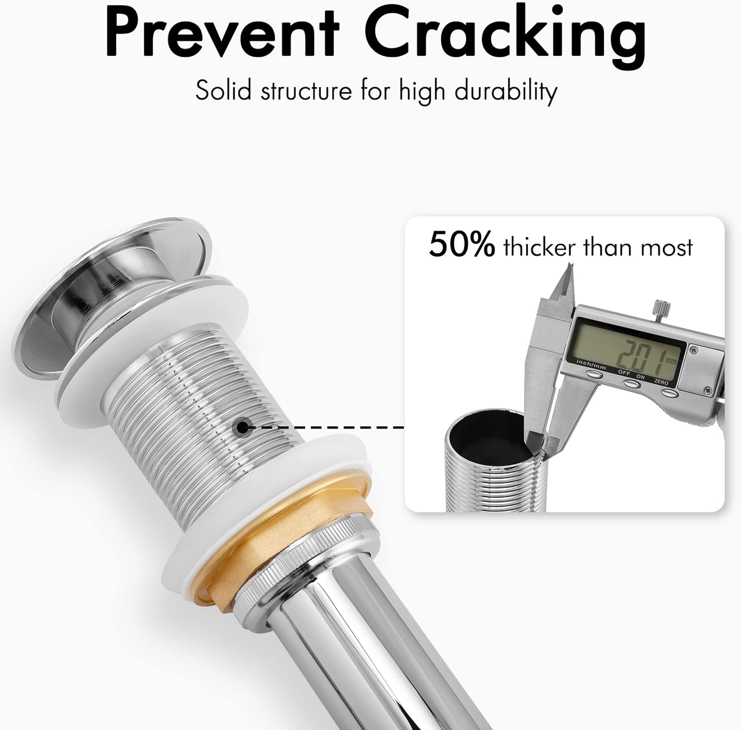 KES Bathroom Sink Drain Without Overflow Polished Chrome 8-Inch Vanity Faucet with cUPC Supply Lines Brushed Finish, S2008D-CH-TEM+L4358LFF12-BS