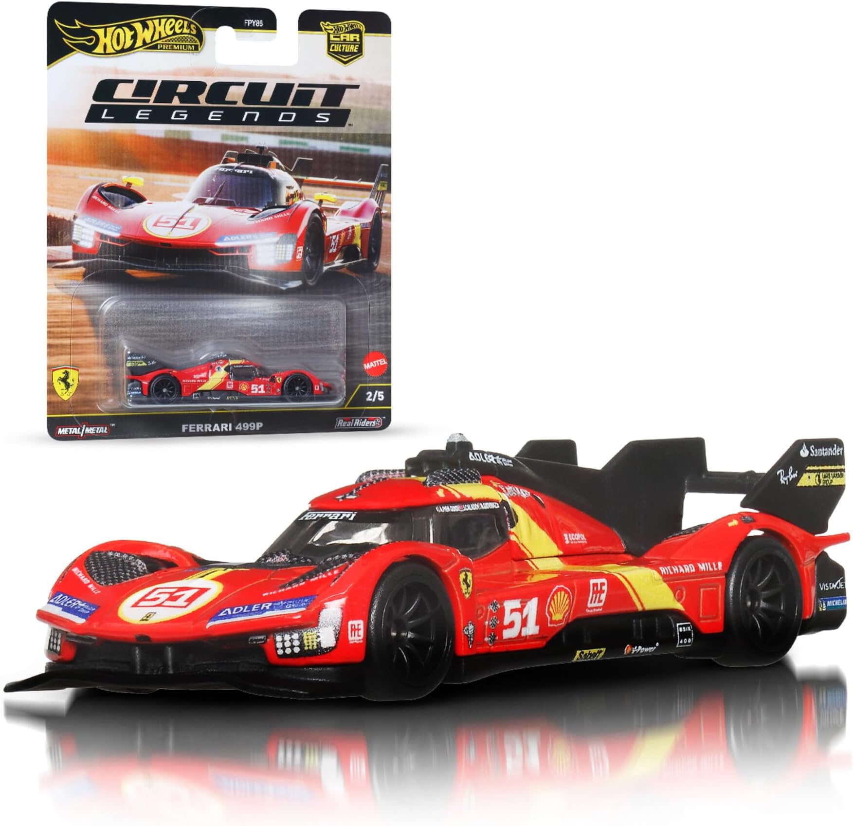 Car Culture Vehicle, Premium 1:64 Scale Die-Cast Toy Car or Truck with Real Riders Tires & Metal/Metal Body & Chassis (Styles May Vary), JBK49