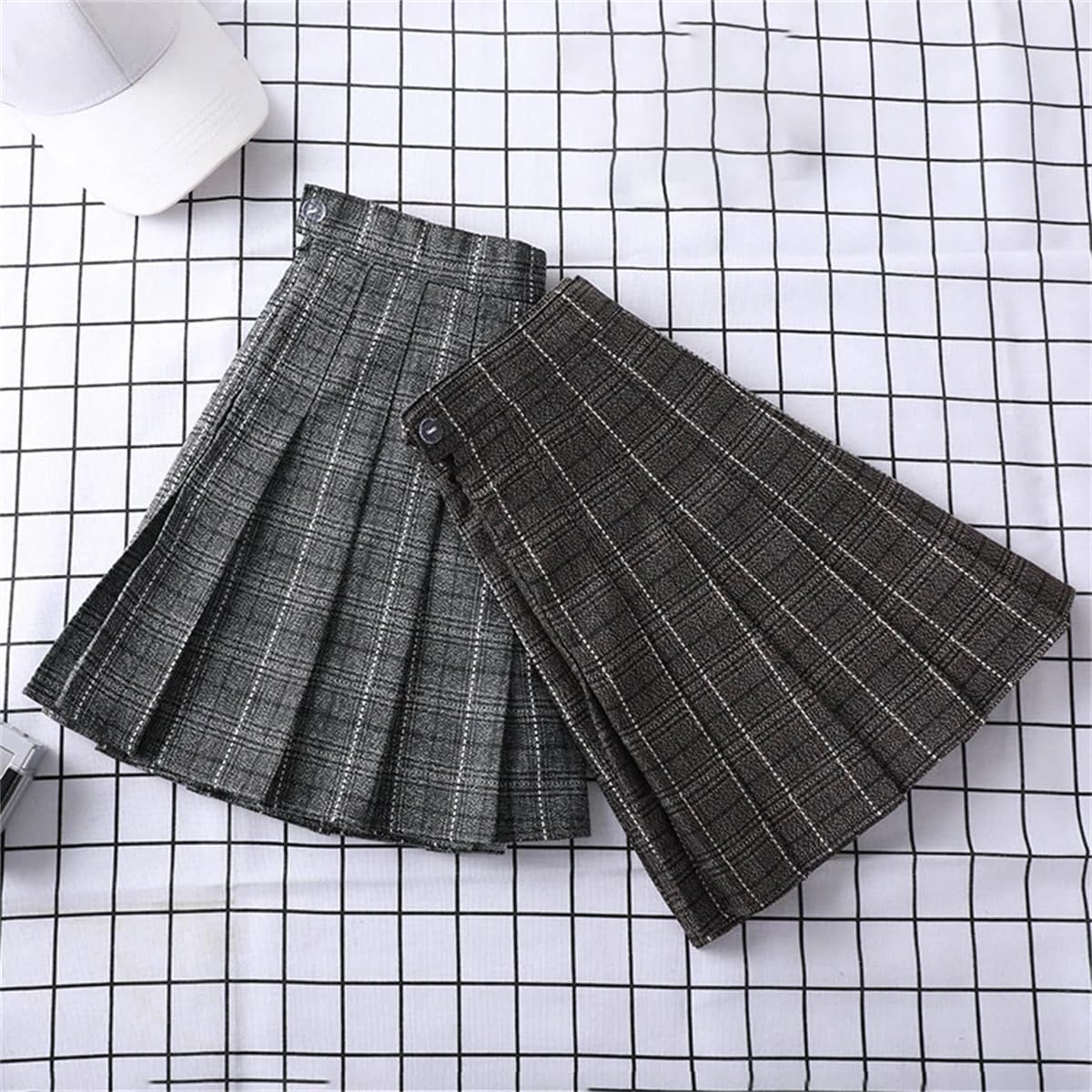 Falda Plisada, Pantalones Grises A Cuadros, Culottes De Uniforme Escolar para Mujer De Estilo Coreano, Minifalda De Corte A