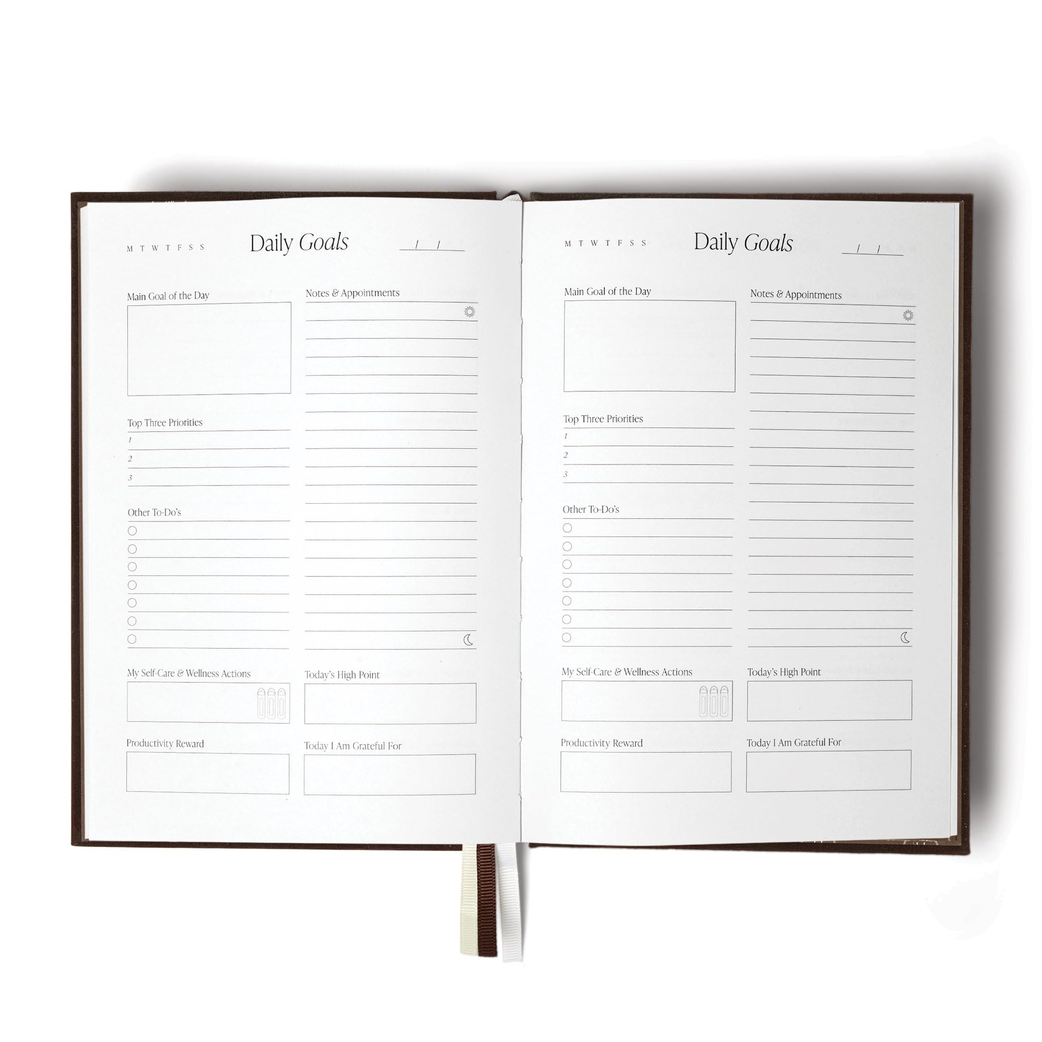 The Head Plan Journal | Wellness Journal | Undated Weekly and Daily Goal Setting Planner to Get Organised, Increase Productivity, Achieve Goals | Hardcover Self Care Journal | Espresso