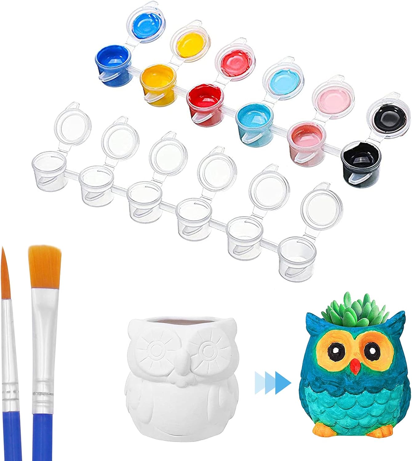 20 Strips 120 Pots Empty Paint Pots Strips With Lid Mini Clear Storage Containers and 40 Pieces Paint Brushes Painting Arts Crafts Supplies for Classrooms Schools Paintings Art Festivals(3 ml/ 0.1 oz) - Image 4