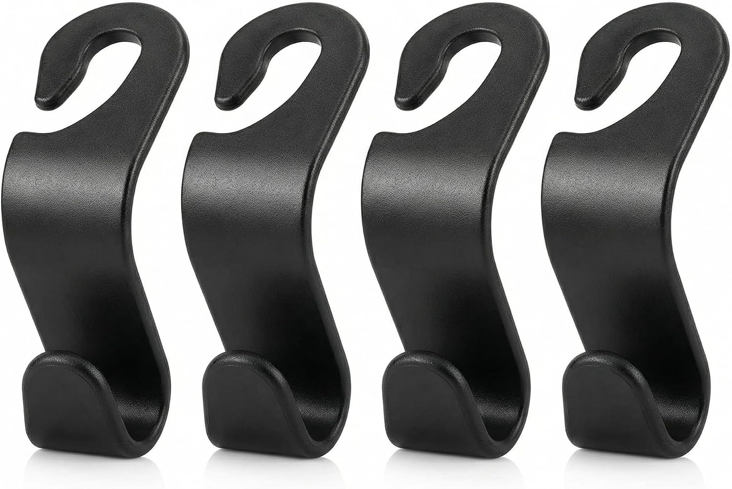 4 Pack Car Seat Headrest Hooks - Universal Back Seat Hanger for Purses, Grocery Bags, and Handbags - Stylish Black Car Organizer Hooks for Interior Storage, Easy Installation, Fits Most Vehicles