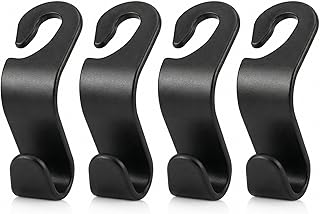 4 Pack Car Seat Headrest Hooks - Universal Back Seat Hanger for Purses, Grocery Bags, and Handbags - Stylish Black Car Organizer Hooks for Interior Storage, Easy Installation, Fits Most Vehicles