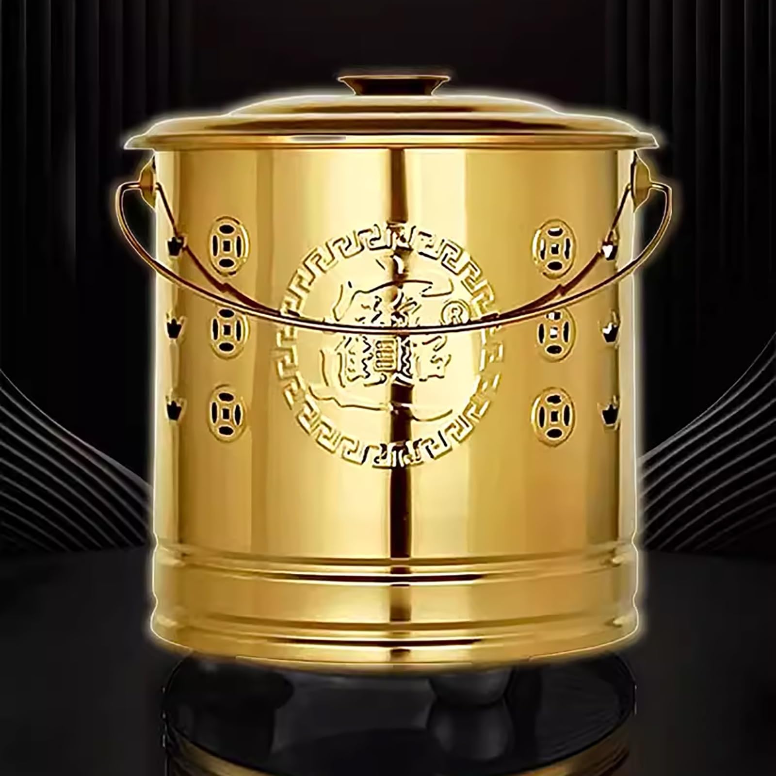 Contenedores para Quemar Basura, Incinerador De Jardín con Tapa Y Gancho, Jaula De Metal para Incineradores De Dinero Ancestral, Escombros De Madera, Hojas Y Basura.(Gold,34cm)