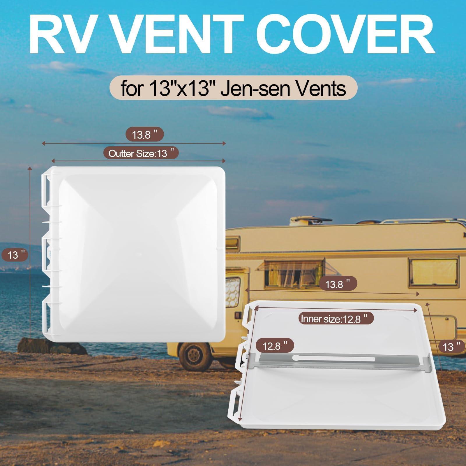 Wadoy 13 x 13 RV Vent CoverLid Compatible with Jensen 40152 Metal Base | 2 Pack 1994 & Up ModelsUniversal Roof Vent Cover Replacement for RV Trailer Camper Motorhome Durable Weather Protectio product thumbnail 4
