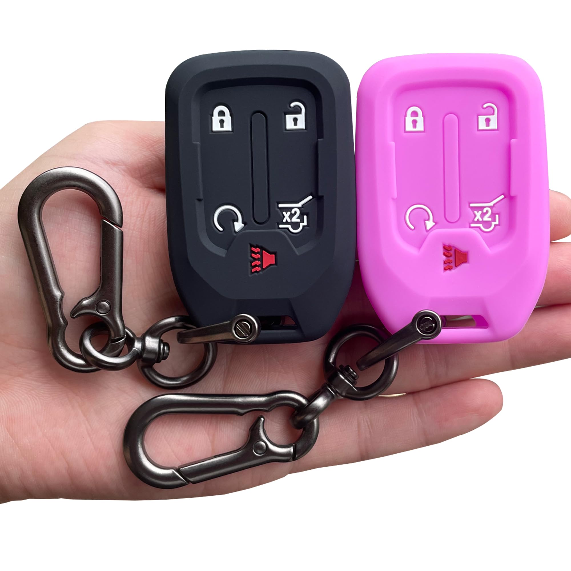 Tandrive 2 Custodie In Silicone A 5 Pulsanti Compatibili Con Gmc Acadia Terrain Sierra Yukon Chevy Silverado, Accessori Per Telecomandi, Colore Nero E Viola-image