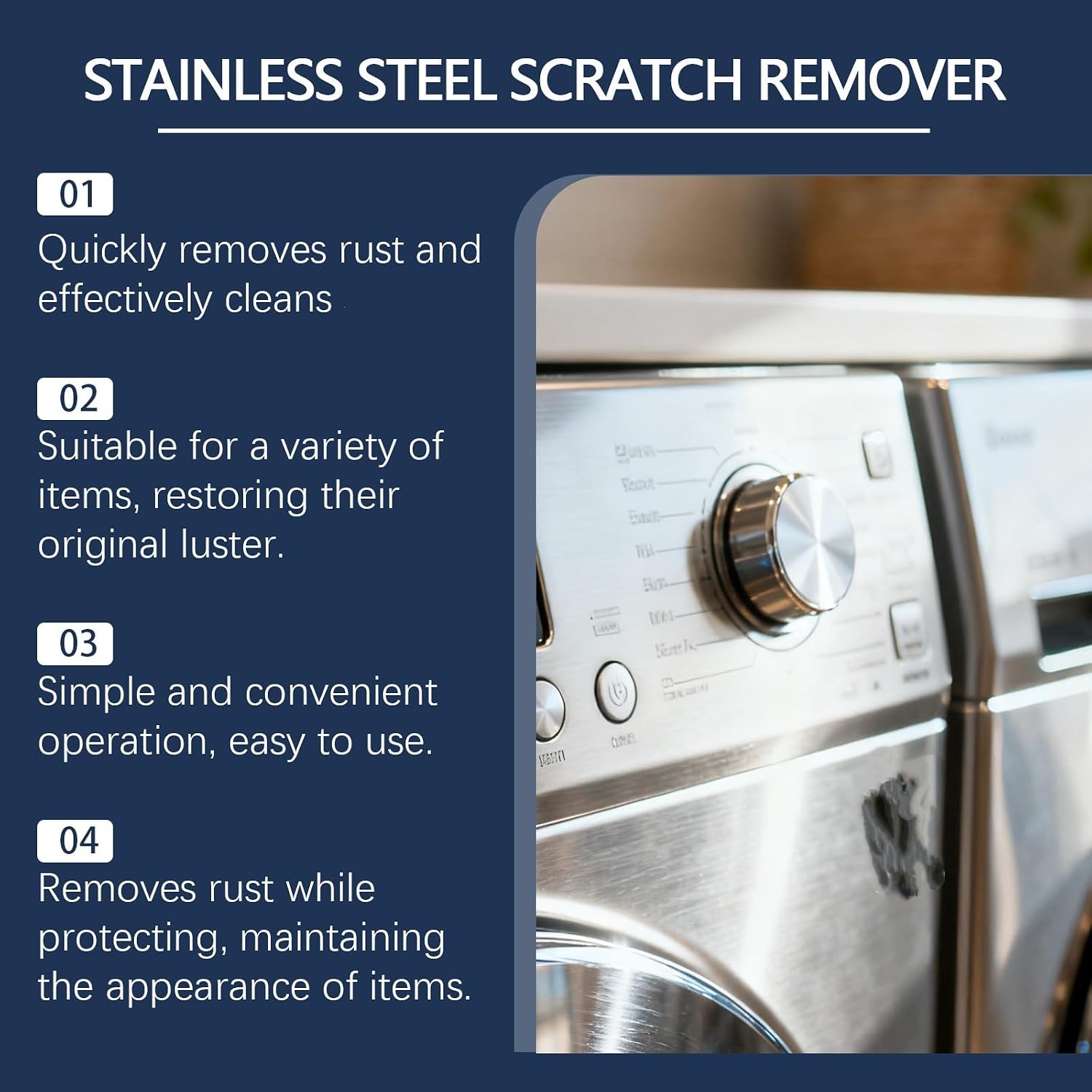 Multi-purpose Stainless Steel Scratch Remover Paste, Highly Effective Scratch Remover for Uncoated Stainless Steel, Stainless Steel Scratch Remover Kit, For Oven, Appliances, Sink, Cook (3)