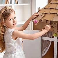 Vista 5 de Geyoga rollo de cartón corrugado de una sola cara marrón B flute, rollo de papel corrugado para embalaje, almacenamiento, manualidades DIY