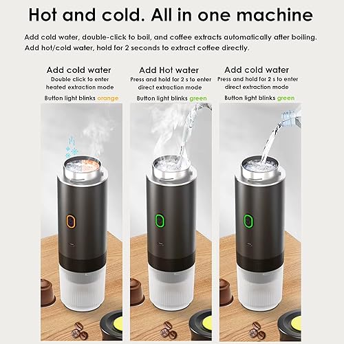 Miniatura 9 de Cafetera espresso portátil para viajes con estuche  Cafetera de viaje autocalentable con USB-C, compatible con café molido, cápsulas NES y DG  Ideal