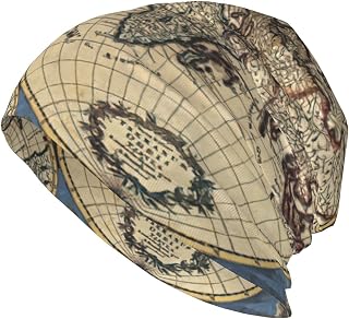 Ancient Map World Globe Print Adult Men's Knit Hat, Beanie for Women, Warm Winter Hats, for Cold Weather, Travel, Outdoor Black