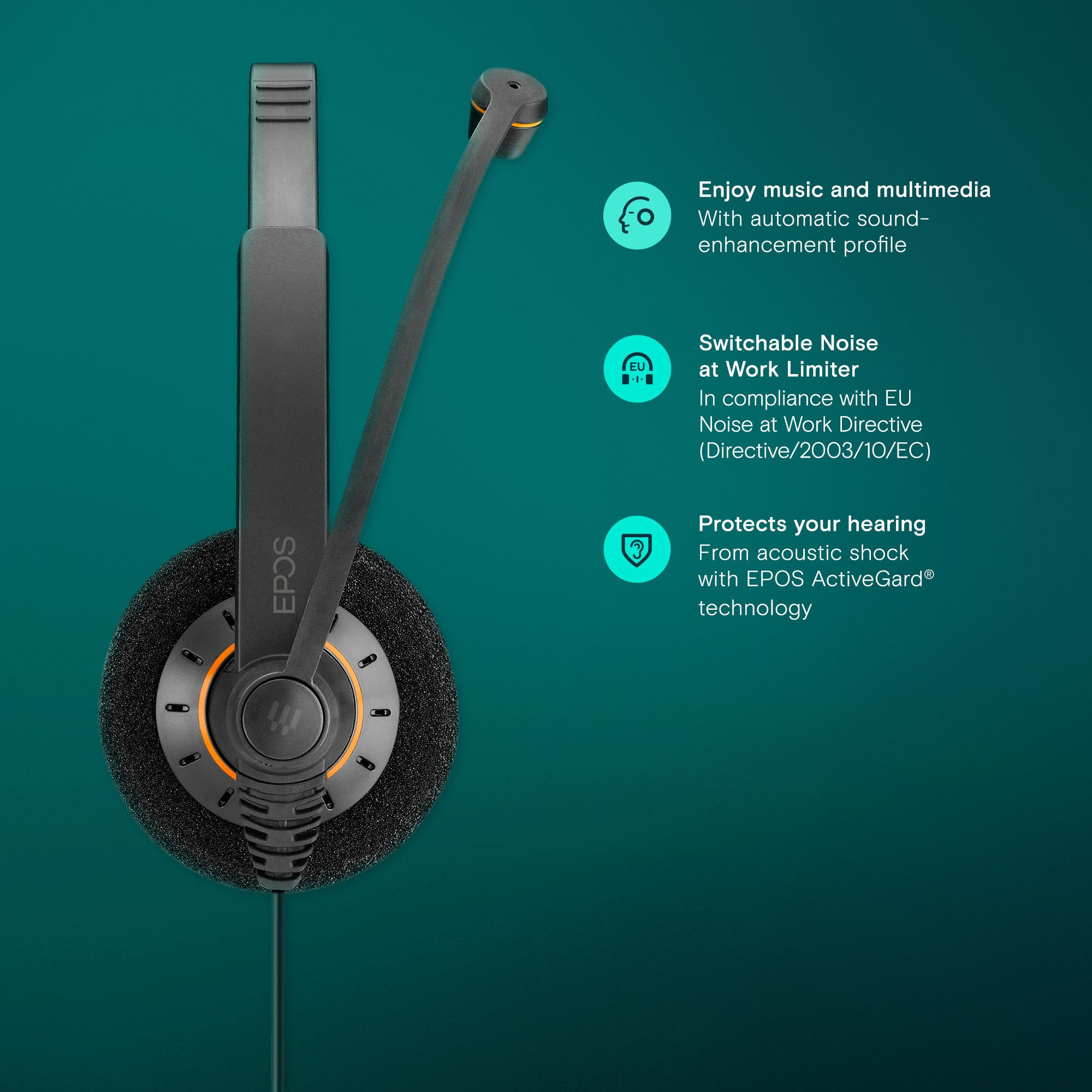 Sennheiser EPOS I Impact SC 60 USB ML - Headset - on-Ear - Wired - USB - Black with Orange Colour Highlights