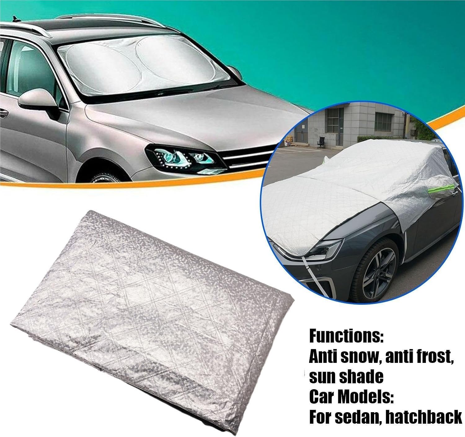 Universal Thicken Car Snow Half Cover Extra Large Windshield Sunshade Protector Anti-Frost Protection Snowproof Hood