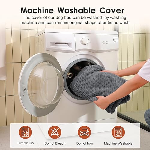 Miniatura 7 de Camas ortopédicas para perros de tamaño grande, cama de espuma viscoelástica de 3 pulgadas para perros medianos y grandes, funda extraíble lavable,