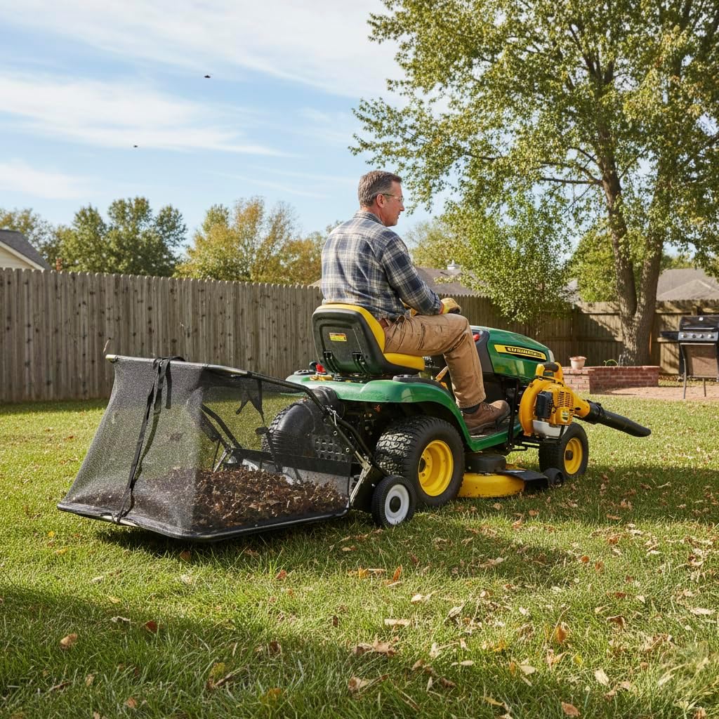 44 Inch Tow-Behind Lawn Sweeper, Pull Behind Lawn Sweeper, 25 cu. ft Large Capacity, Leaf & Grass Collector with Adjustable Sweeping Height for Yard, Lawn, Farm