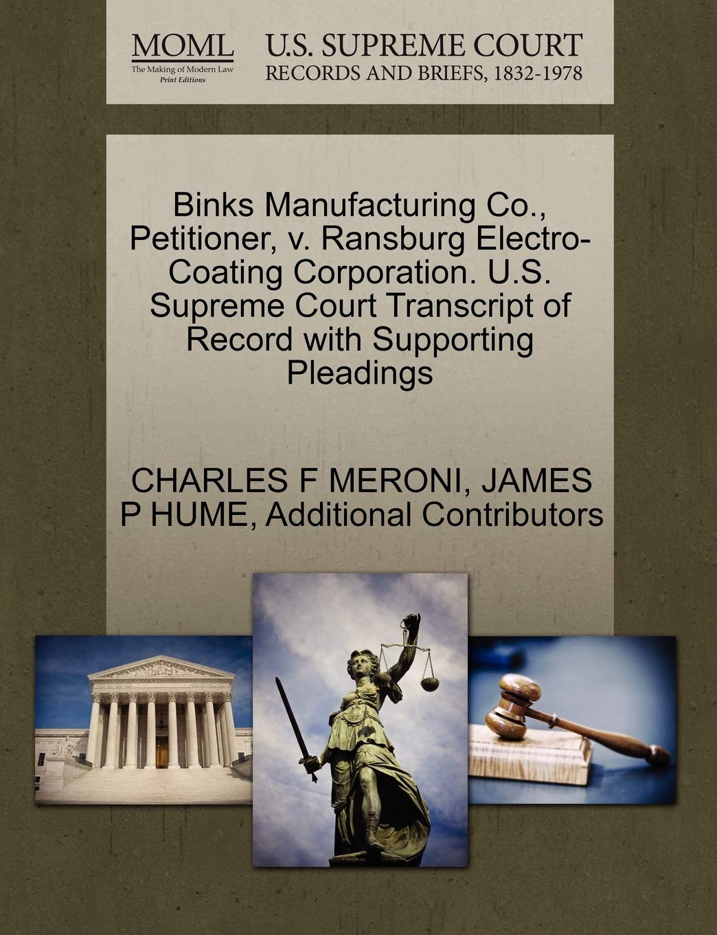 Binks Manufacturing Co., Petitioner, V. Ransburg Electro-Coating Corporation. U.S. Supreme Court Transcript of Record with Supporting Pleadings