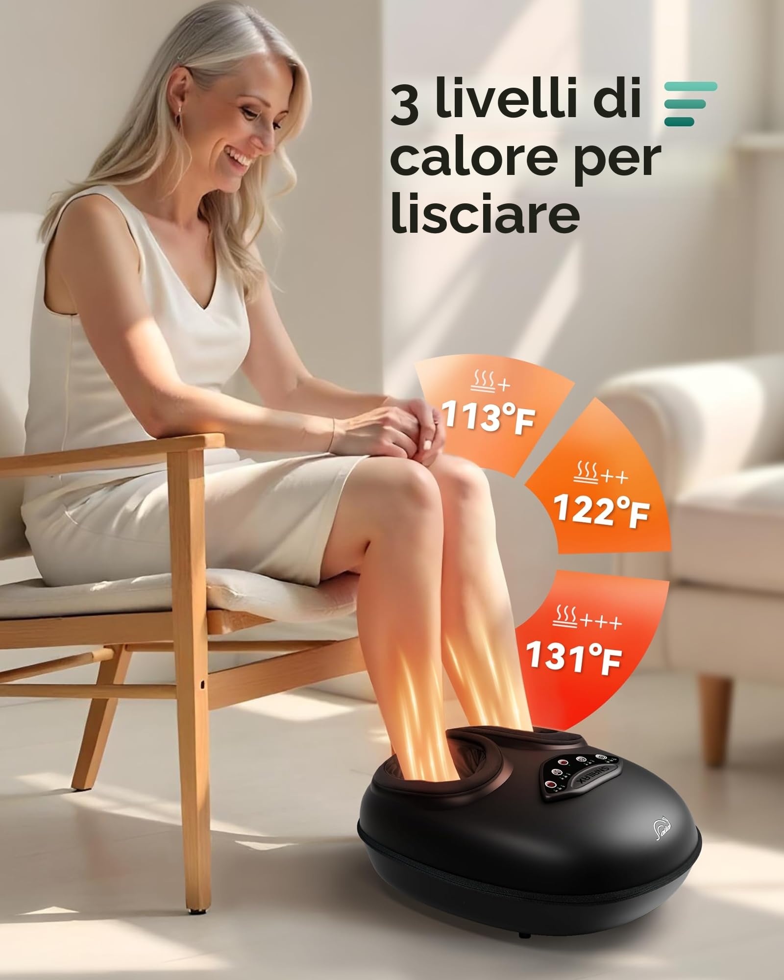 Snailax Massaggiatore per piedi con calore, Shiatsu massaggiatore per piedi per fascite plantare, Impastamento profondo, Compressione, Massaggio plantare a vibrazione, Regali per uomini donne