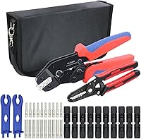 Vista 1 de Kit de herramientas de prensado de paneles solares fotovoltaicos con pelacargas y 10 pares de conectores solares y 1 par de llaves de conector