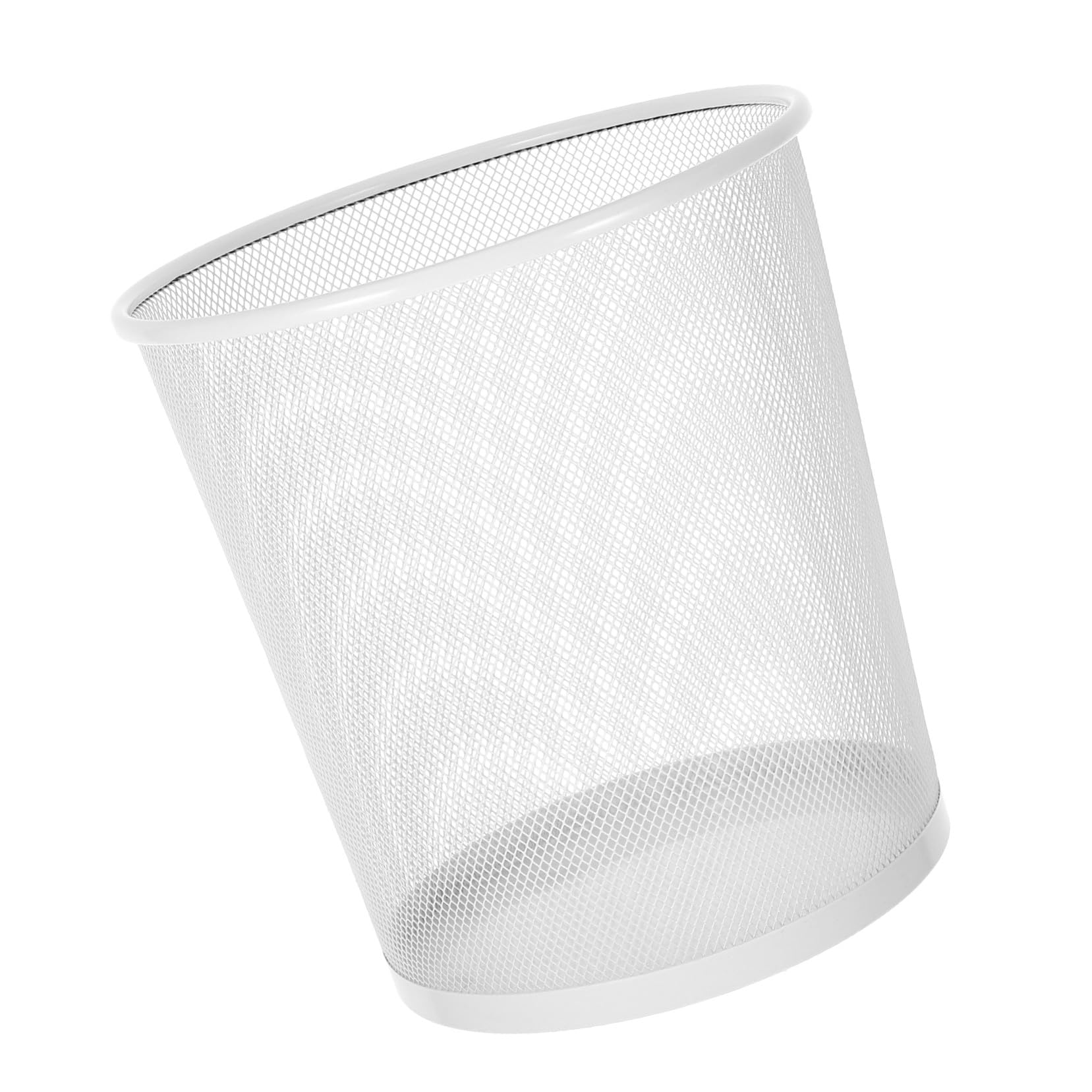 IMIKEYA Cestino in Ferro Bianco Elegante per Ufficio e Soggiorno, Design Semplice e Resistente Grande Capacità, come Cestino per Carta e Rifiuti da Tavolo