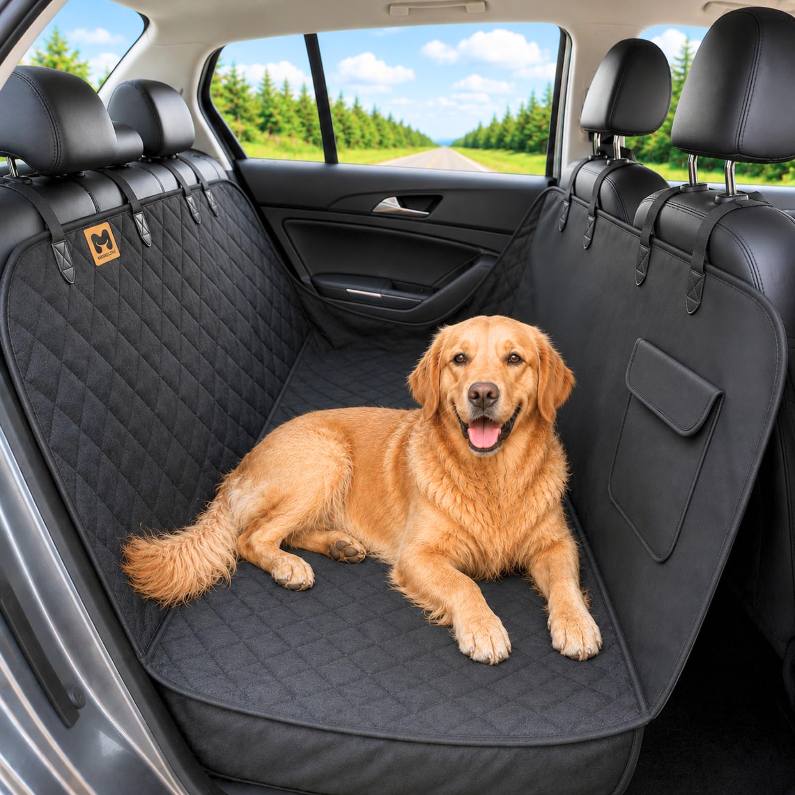 Coprisedile Auto per Cani – Telo Auto Cane Universale per Sedili Posteriori e Bagagliaio Oxford Impermeabile Antiscivolo Antigraffio - Protezione Sedili Auto per Cani con Tasca Porta Accessori