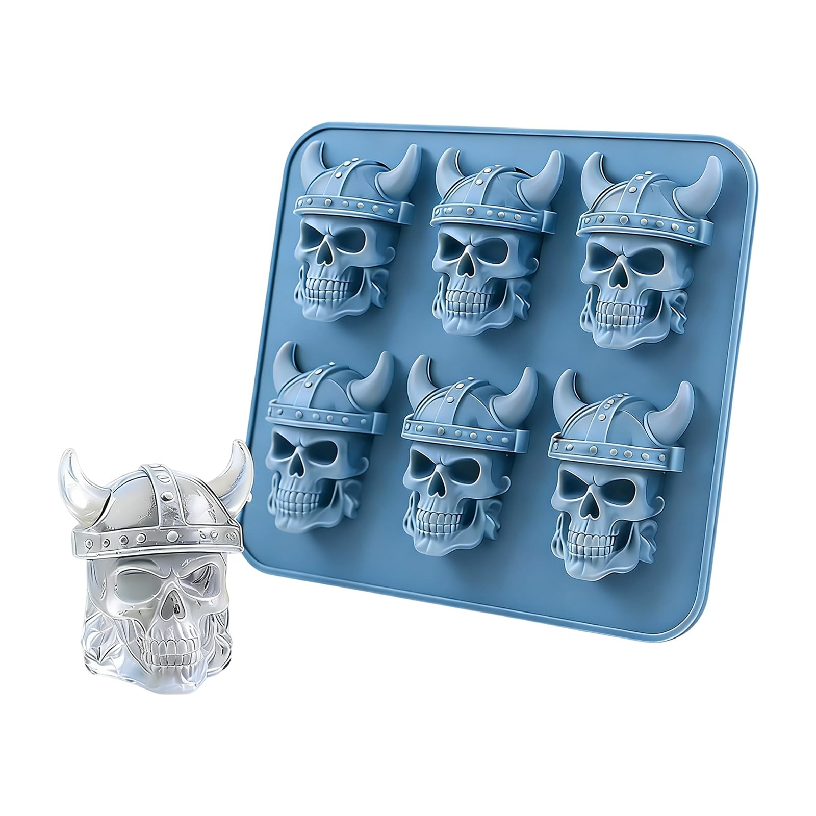 Nvoqilin A Cartoon Design Silicone Skull Head Ice Tray With 6 Cavities For Baking Jellies Treats Party Fun Silicone Ice Mold