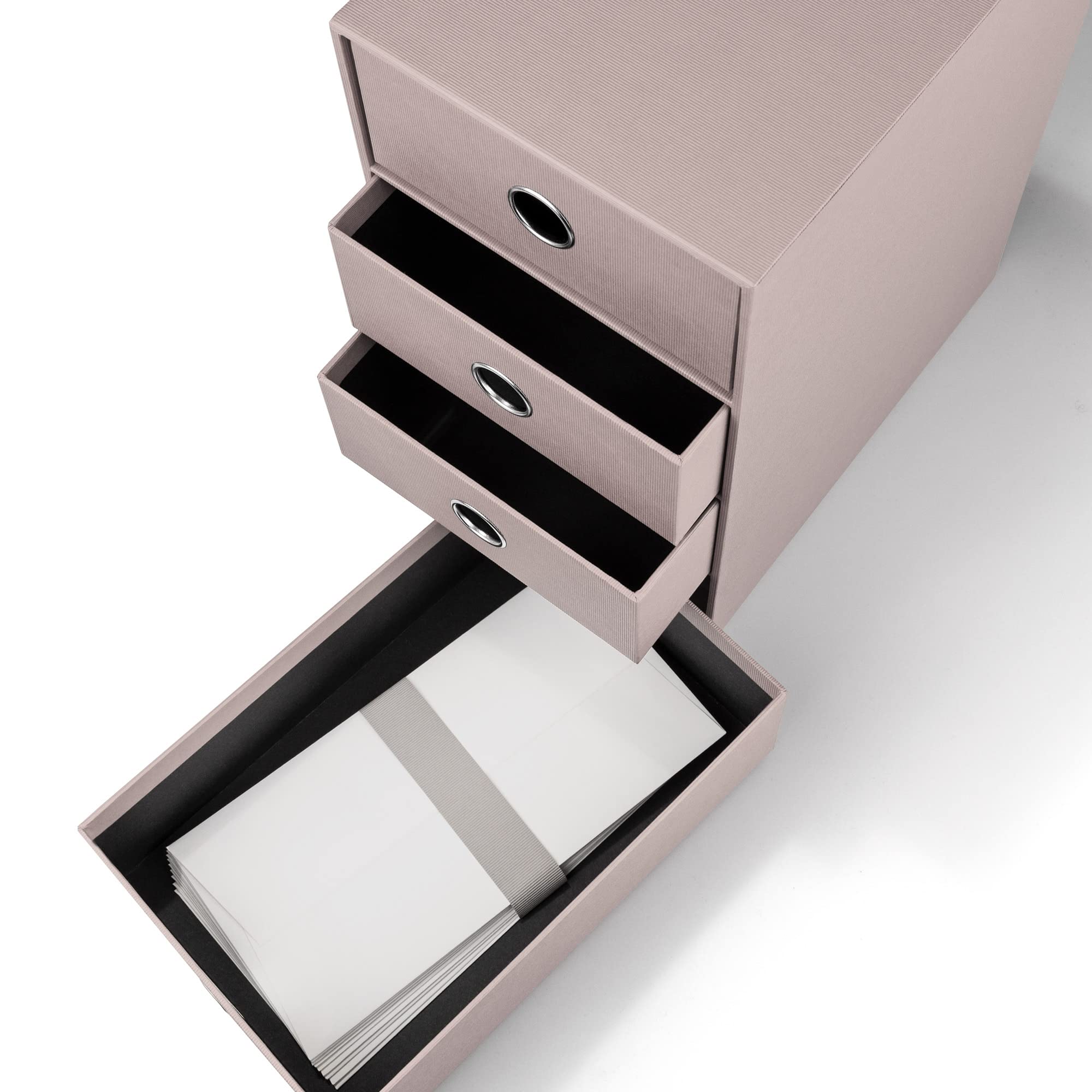 Rössler SOHO 4er Schubladenbox aus Papier | Büro Organizer Schreibtisch | Schubladen Organizer Büro Zubehör & Bürobedarf | Schreibtisch Organizer Box | 18 x 25 x 32 cm | 1 Stück | Farbe: Taupe