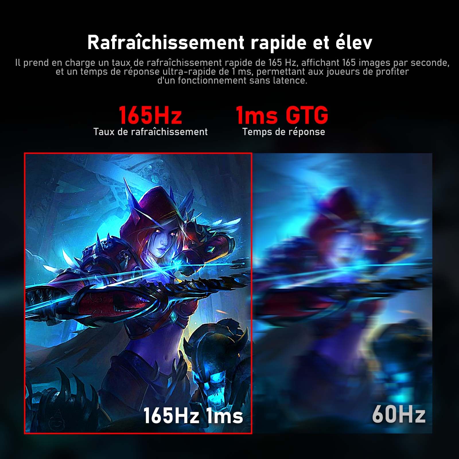 Gawfolk Écran PC Gaming Incurvé Ultrawide 34 Pouces 165 Hz, Moniteur 3800R 21:9 UWQHD (3440x1440), 120% sRGB, 1 ms, Adaptive Sync, Display Port, HDMI, Réglable en Hauteur, Haut-parleurs Intégrés-Noir