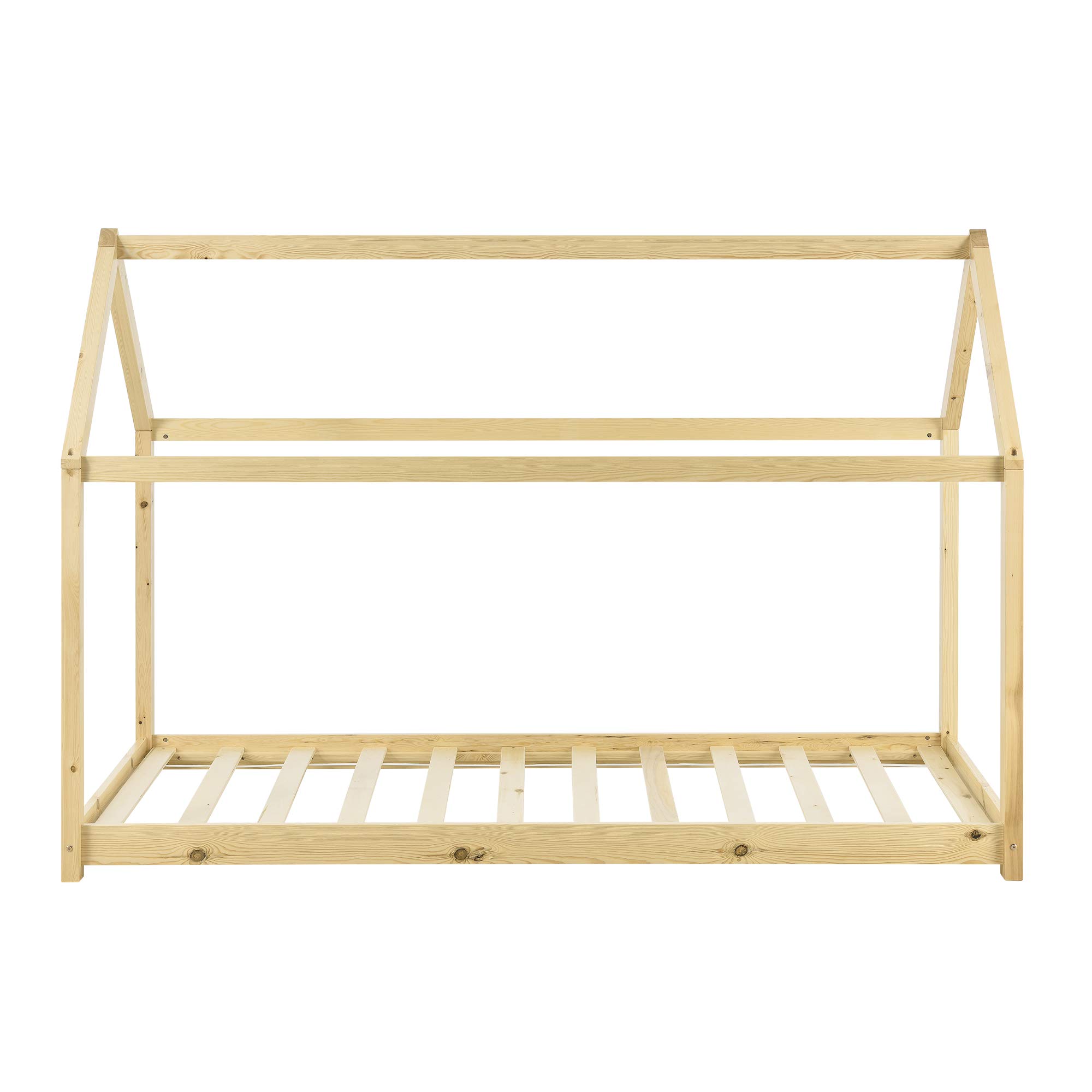 [en.casa] Letto per Cameretta a Forma di Casetta Letto per Bambini Adolescenti Struttura in Legno di Pino in Stile Montessori 90 x 200 cm Color Naturale