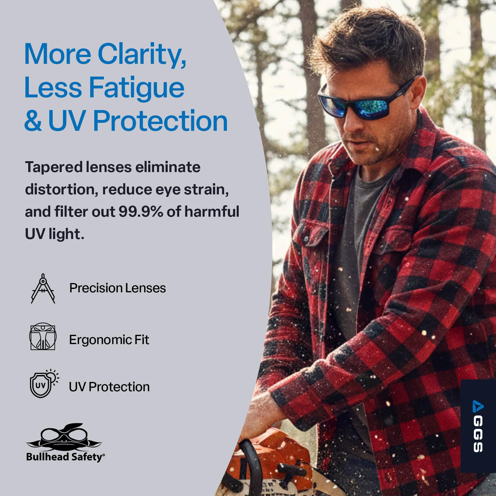 Bullhead Safety Pompano Gafas de seguridad polarizadas con tecnología de niebla de rendimiento, ANSI Z87+, luz azul con luz UV y protección antiarañazos, lentes de espejo rojo con marco de tortuga