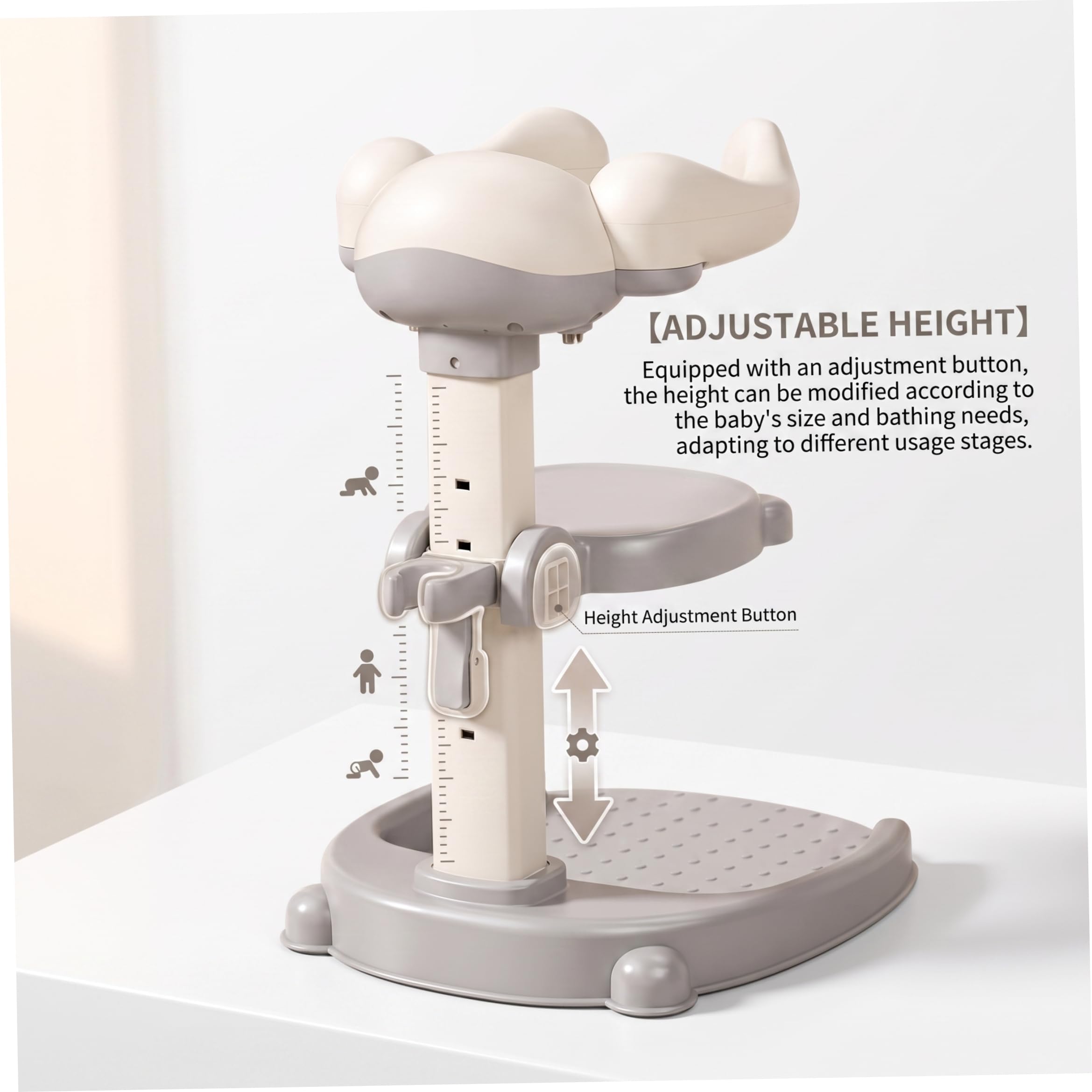 Supporto da bagno con sedile integrato, supporto antiscivolo per vasca da bagno per neonati e bambini piccoli da 8 a 36 mesi