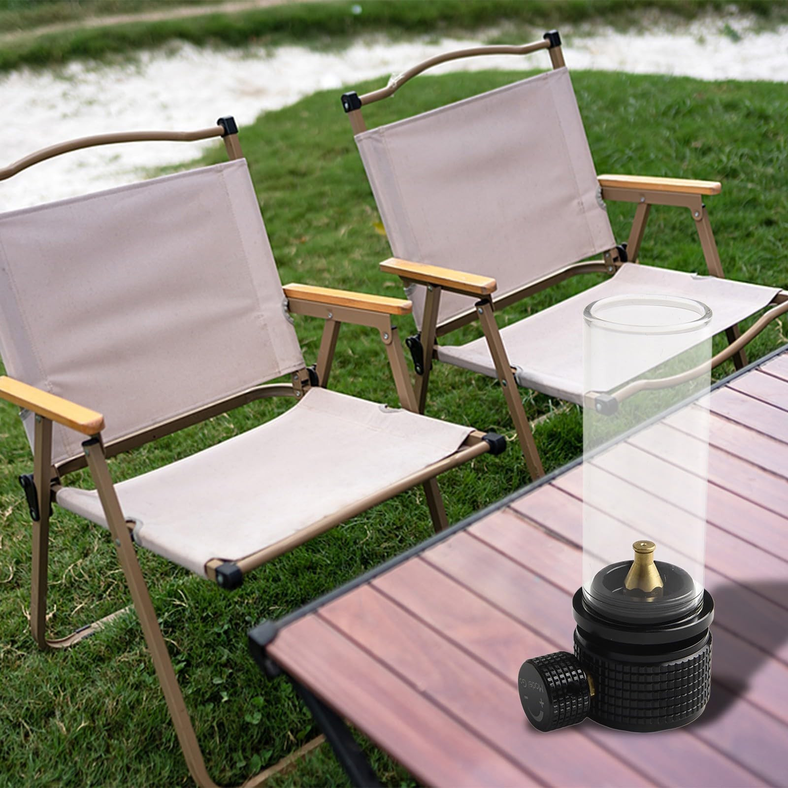 Traumhafte Kerzenlampe, Gaslaterne mit hitzebeständigem Glas, für Wander- und Basecamp-Beleuchtung, mit langlebigem Kupferventilkern und versiegelter Dose (Gaslampe, schwarz)