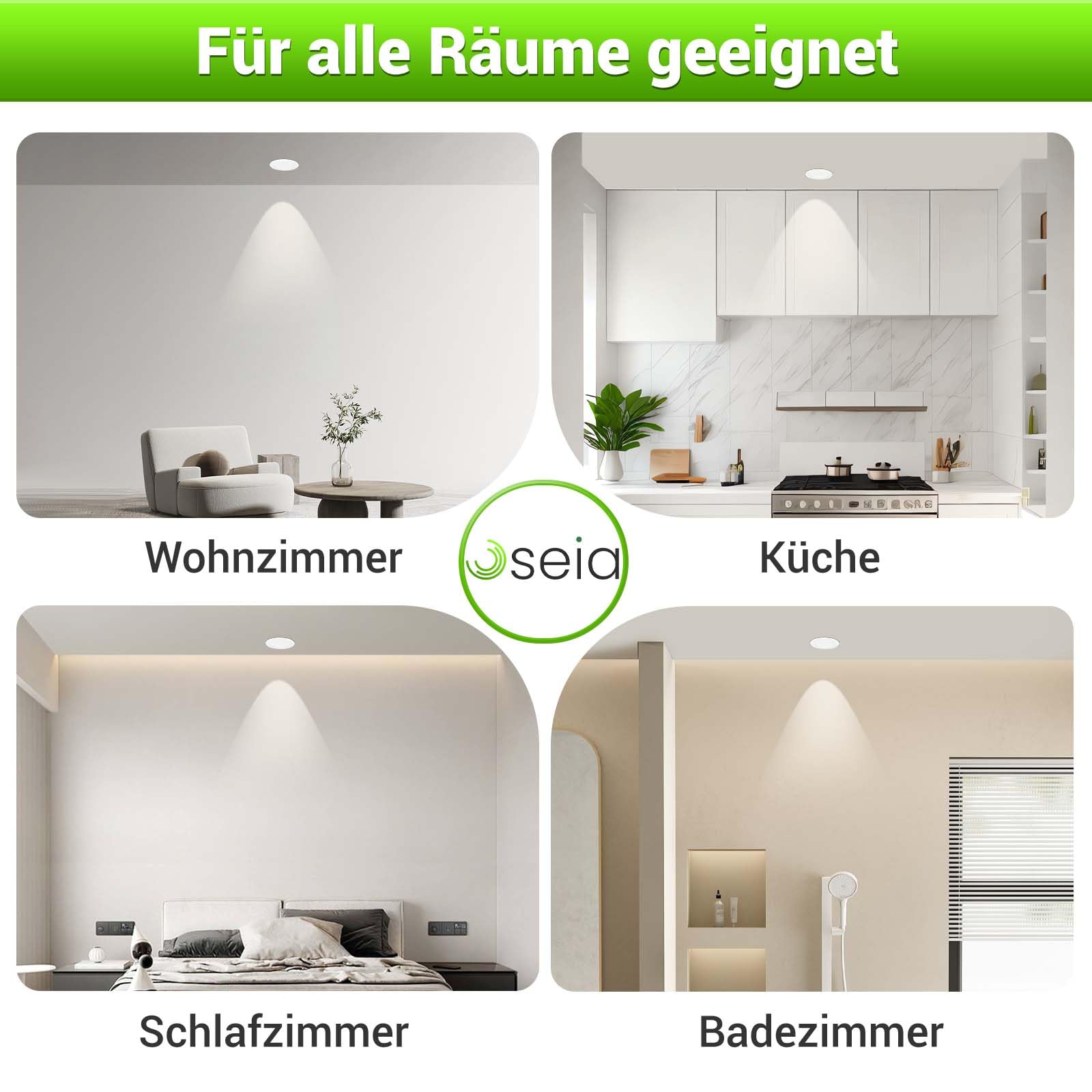 Oseia LED Einbaustrahler 230V, 12W 1200lm, Ultra Flach, IP44, Dimmbar, 3 Farbtemperaturen (3000K/4000K/6000K), Einbauspots Decke für Bad & Küche, 6er Set