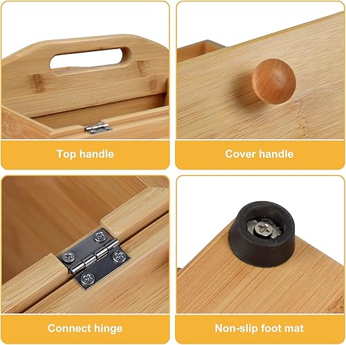 Miniatura 3 de Caja organizadora de madera para suministros de costura, caja de almacenamiento de pasatiempos, cajones de 3 niveles para herramientas de