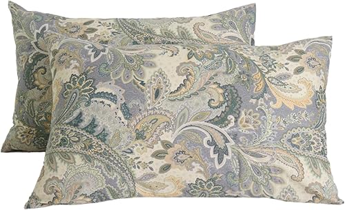 Juego de 2 fundas de almohada florales de algodón de 400 hilos con cierre de sobre, tamaño Queen