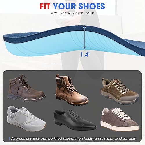 Miniatura 6 de Plantillas para fascitis plantar, insertos de soporte de arco para aliviar el dolor, plantilla ortopédica de más de 220 libras para hombres y