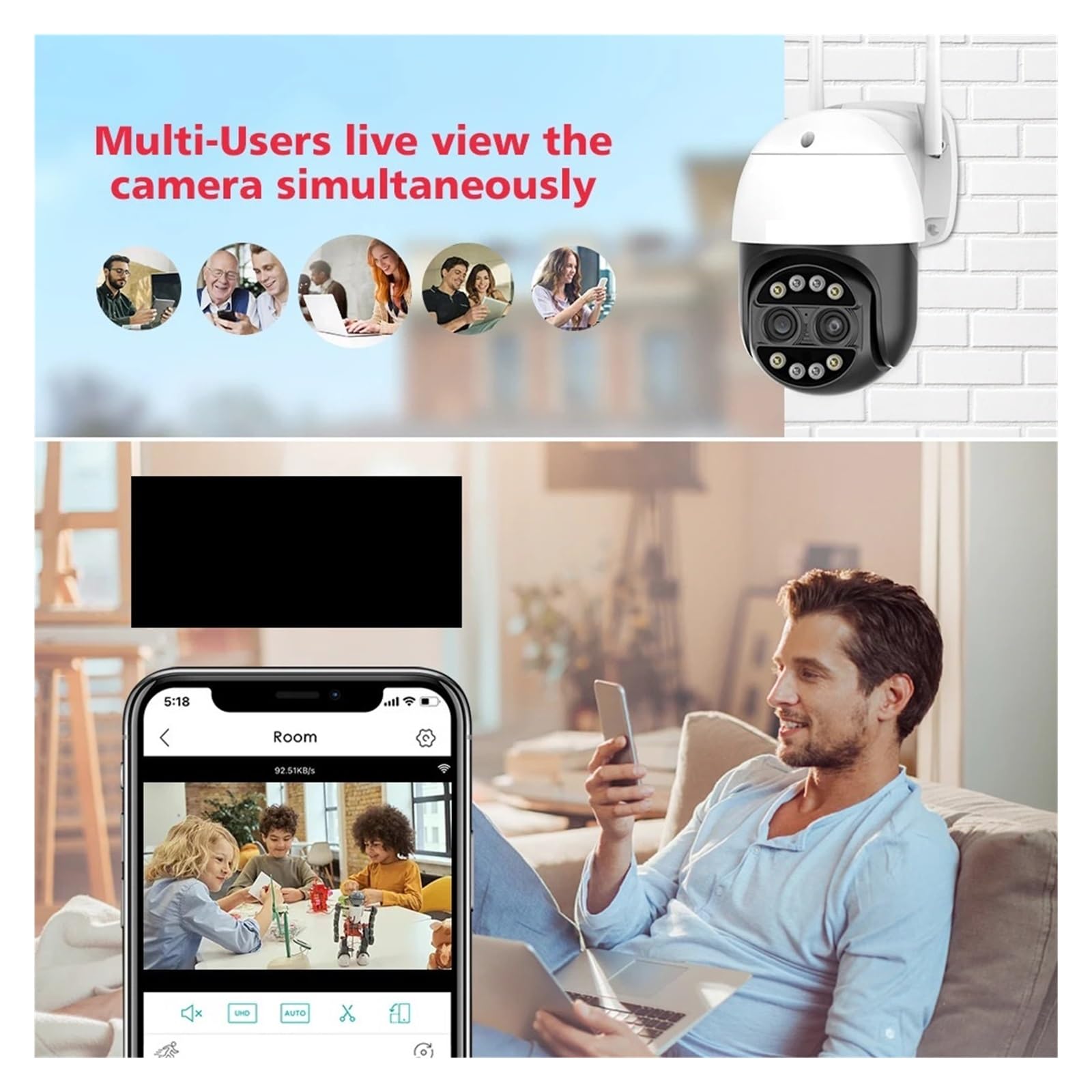 Telecamera WiFi esterna PTZ a doppio obiettivo da 8 MP 4 MP | Caméra IP 8X Zoom Avec Suivi Humain Par IA Et Zoom Automatique Pour La Surveillance De Sécurité(Eu plug,4MP WIFI Add 32GB)