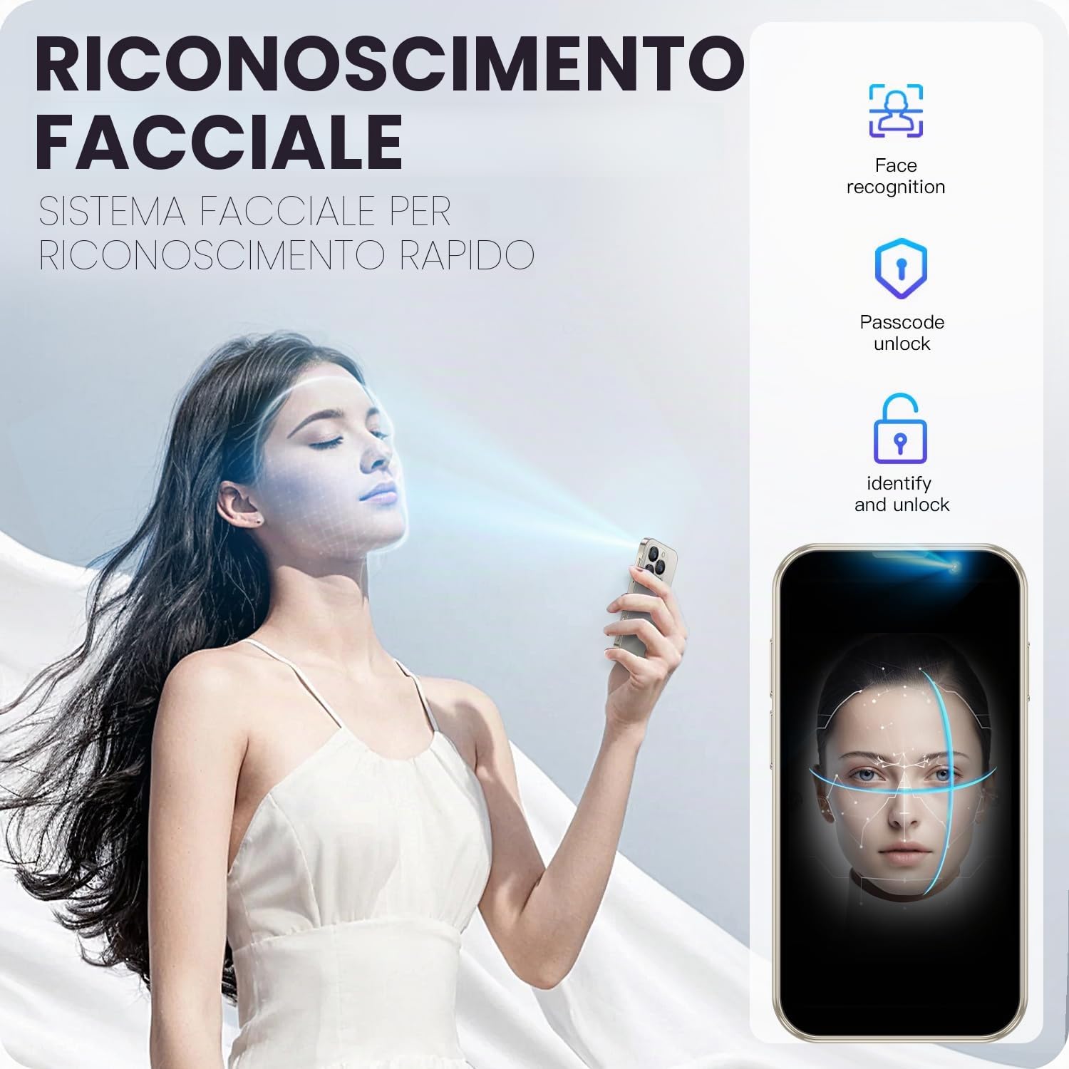 3G – Piccoli Cellulari, Bambini – Smartphone Android 9.0 3.0 pollici – Schermo 2 GB RAM 16 GB ROM, 5,0 Megapixel, 900 mAh – Batteria di riconoscimento facciale, (XS18-Blu scuro)