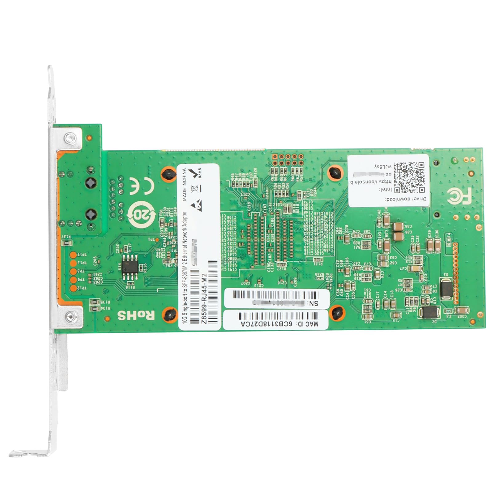 10 Gigabit M.2 M Key karta sieciowa Ethernet, kontroler Intel 82599, jednoportowy RJ45, z kablem SFF 8087 0,4 m (1,3 ft) kable, 10 Gigabit Ethernet Expansion Card do Windows/Windows
